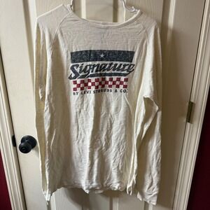 Signature by Levi Strauss Co Long Sleeve Crew Neck T-Shirt Men's Size M Cream